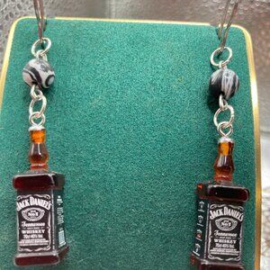 Mini Whiskey Black and White Ceramic Earrings
